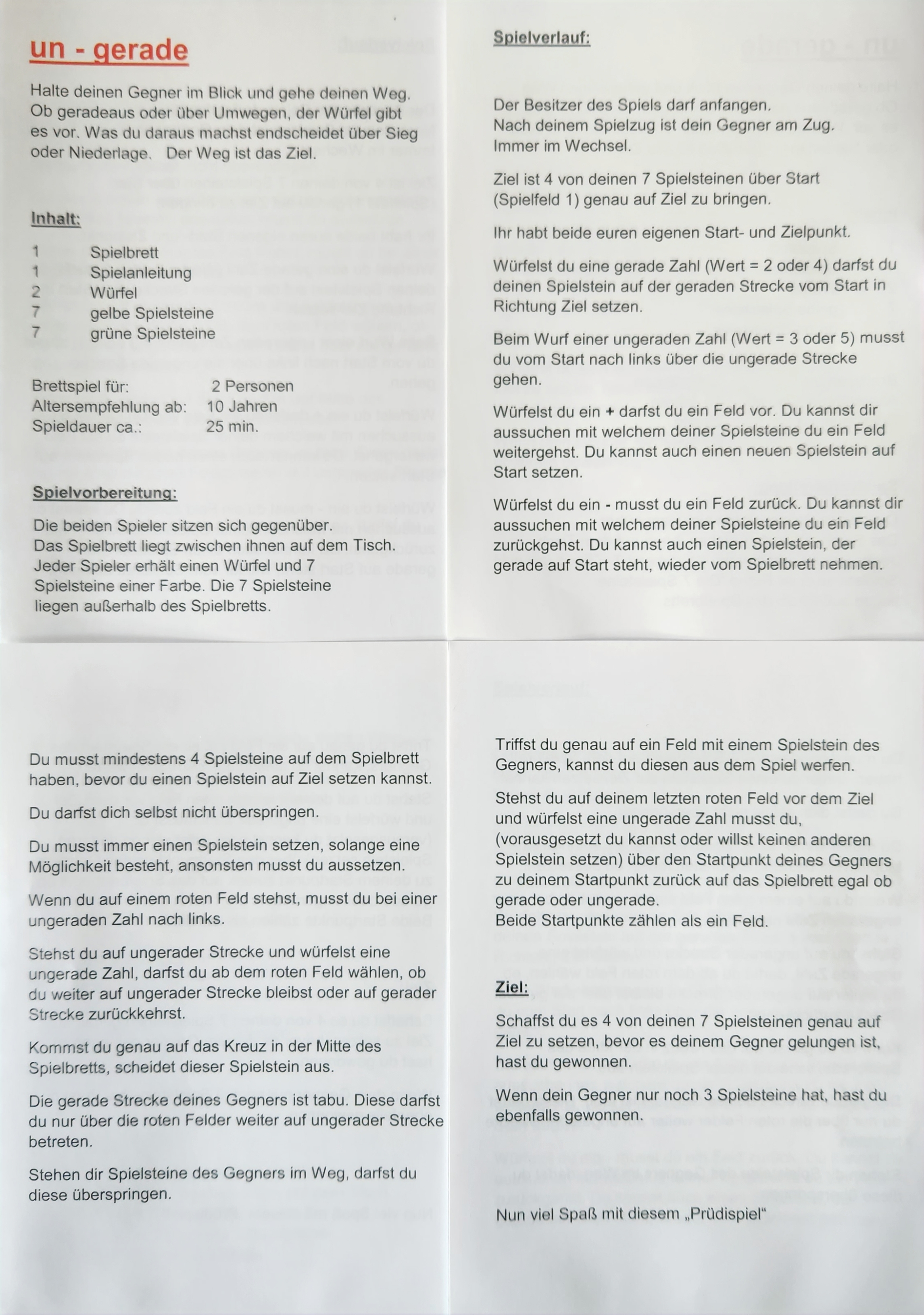 "un-gerade " das Partnerduell     